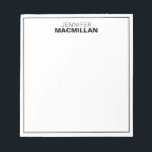 Bloc-note Nom moderne Monogramme encadré noir personnalisé<br><div class="desc">Ce bloc-notes moderne dispose d'un simple monogramme à deux lignes et d'un cadre mince. Utilisez le formulaire modèle pour ajouter votre personnalisation.</div>