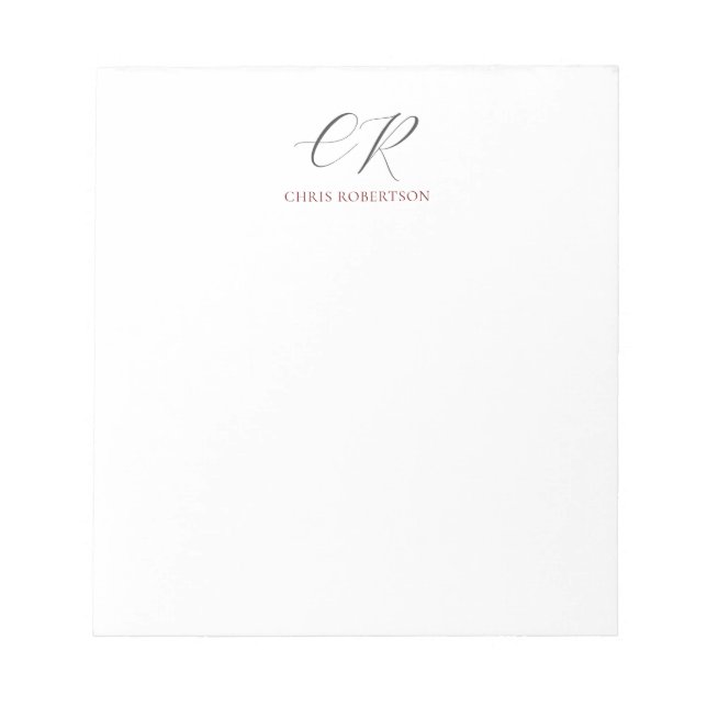 Bloc-note Nom Monogramme Calligraphié Cadeau Personnalisé No (Devant)