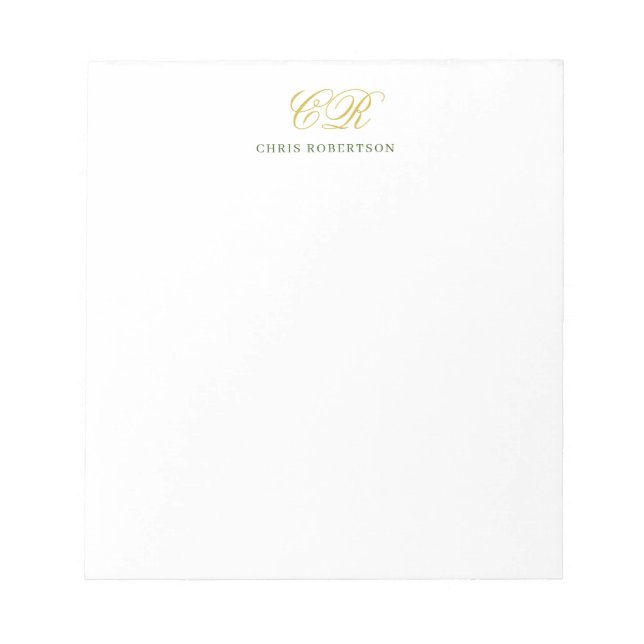 Bloc-note Nom monogramme de calligraphie couleur or noir bla (Devant)