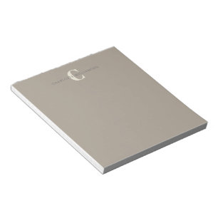 Bloc-note Nom Monogramme élégant Chic Rustic Taupe