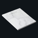 Bloc-note Nom monogramme élégant en marbre gris blanc<br><div class="desc">Nom monogramme élégant en noir gris blanc</div>