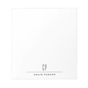 Bloc-note Nom Monogramme Moderne Professionnel Simple Minima