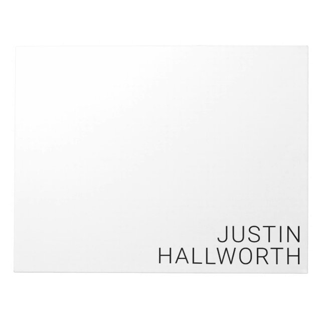 Bloc-note Nom noir moderne en blanc (Devant)