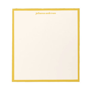 Bloc-note Nom personnalisé avec rayures jaunes modernes et g