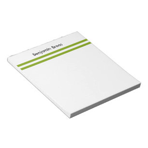 Bloc-note Nom personnalisé bandes vert et blanc