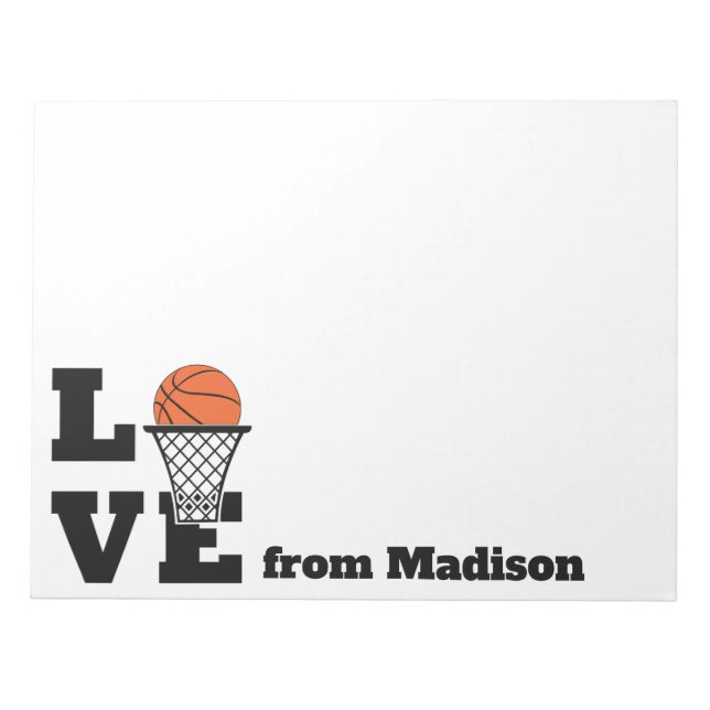 Bloc-note Nom personnalisé Basketball Love (Devant)