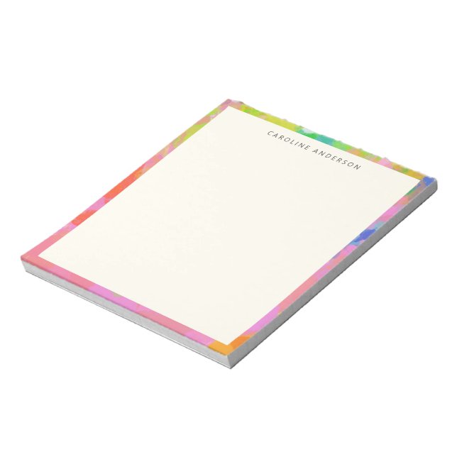 Bloc-note Nom personnalisé bordure abstraite rose élégante (Tourné)