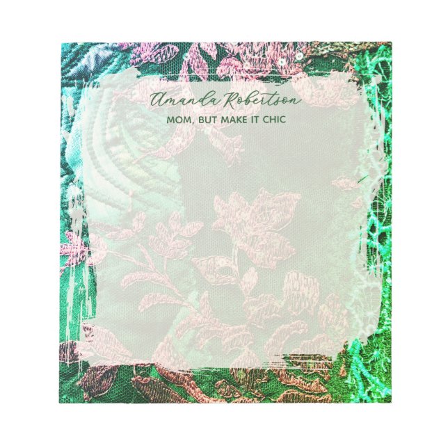 Bloc-note Nom personnalisé Citation Maman Chic Élégant Rose  (Devant)