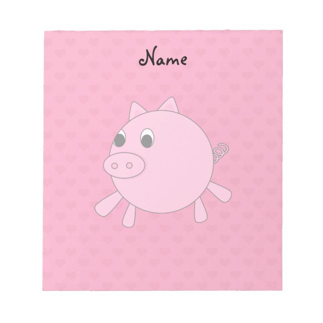 Bloc-note Nom personnalisé Coeurs de cochon rose (Devant)