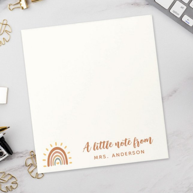 Bloc-note Nom personnalisé de l'enseignant moderne Boho Rain (Créateur téléchargé)