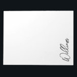 Bloc-note Nom personnalisé du script moderne<br><div class="desc">Cadeaux de nom minimaliste moderne personnalisé Ce design présente un nom personnalisé en noir moderne écriture manuscrite police sur arrière - plan blanc.</div>
