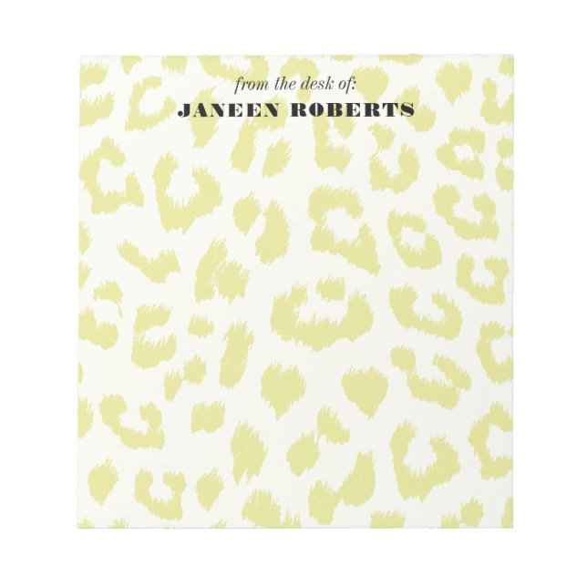 Bloc-note Nom personnalisé Empreinte de léopard vert pâle (Devant)