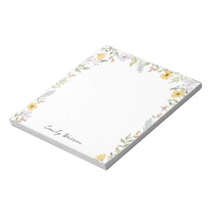 Bloc-note Nom personnalisé floral coloré