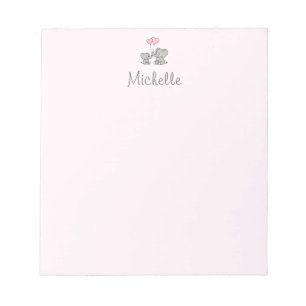 Bloc-note Nom personnalisé Maman éléphant mignonne & Bébé Ro