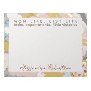 Bloc-note Nom personnalisé Maman Liste de vie Pastel Main pe