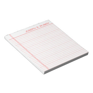 Bloc-note Nom personnalisé Papier portable rouge