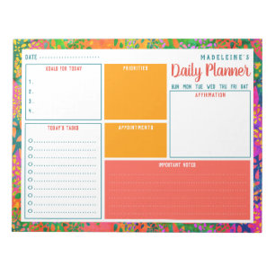 Bloc-note Nom personnalisé Planificateur quotidien coloré Ab