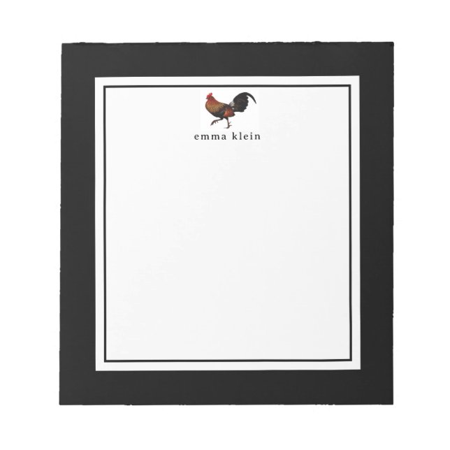 Bloc-note Nom personnalisé Poulet de coq de ferme (Devant)