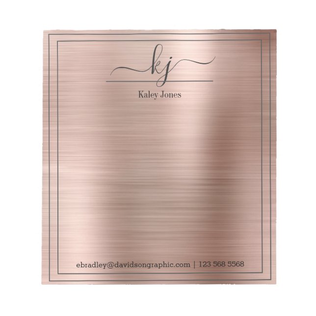 Bloc-note Nom personnalisé rose Gold | À Partir Du Bureau De (Devant)