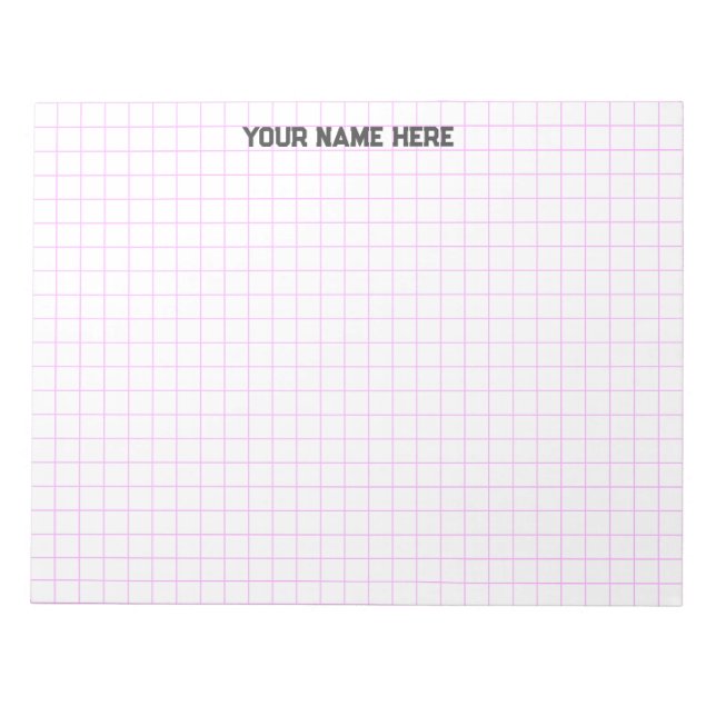 Bloc-note Nom personnalisé rose Grand Papier Graphique (Devant)