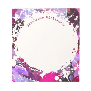 Bloc-note Nom personnalisé Rose Violet Abstrait Éclaboussure