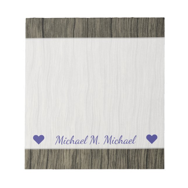 Bloc-note Nom personnalisé + Rustique Faux Wood Look Motif (Devant)