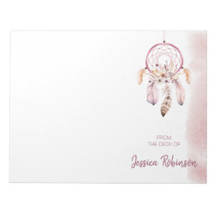Bloc-note Nom personnalisé Script Boho Dream Catcher Aquarel