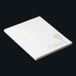 Bloc-note Nom personnalisé simple Joueur de tennis<br><div class="desc">Simple bloc-notes personnalisé avec un nom de monographie de raquette et de ballon ou texte personnalisé en gris clair subtil,  avec des couleurs et des polices modifiables qui peuvent être adaptées à votre équipe ou à votre école.</div>