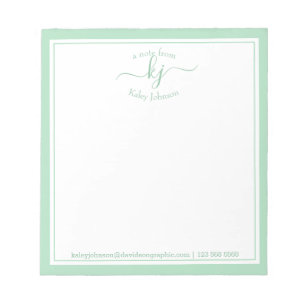 Bloc-note Nom personnalisé vert   À Partir Du Bureau Du Bloc