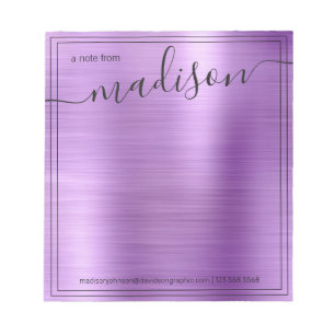 Bloc-note Nom Personnalisé Violet Du Bureau De