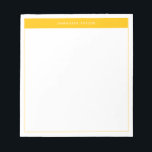 Bloc-note Nom simple de la bordure jaune moderne<br><div class="desc">Bloc-notes minimaliste moderne avec nom. Ce design simple porte votre nom en haut,  encadré par un bloc de couleur jaune vif et un cadre délicat.</div>
