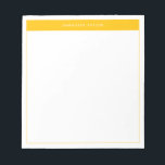 Bloc-note Nom simple de la bordure jaune moderne<br><div class="desc">Bloc-notes minimaliste moderne avec nom. Ce design simple porte votre nom en haut,  encadré par un bloc de couleur jaune vif et un cadre délicat.</div>