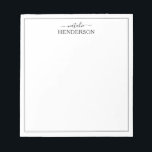 Bloc-note Nom simple personnalisé<br><div class="desc">Découvrez l'art de l'organisation chic grâce à notre bloc-notes de conception experte. Notre design minimaliste personnalisé, avec une bordure noire épurée et orné de votre nom en calligraphie de script élégante, apporte une touche personnelle à vos tâches quotidiennes. Faites le suivi de vos inspirations, notez des rappels importants et express...</div>