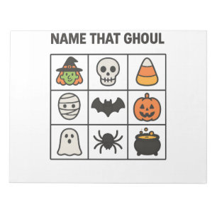 Bloc-note Nommez ce jeu de bingo d'Halloween avec des icônes