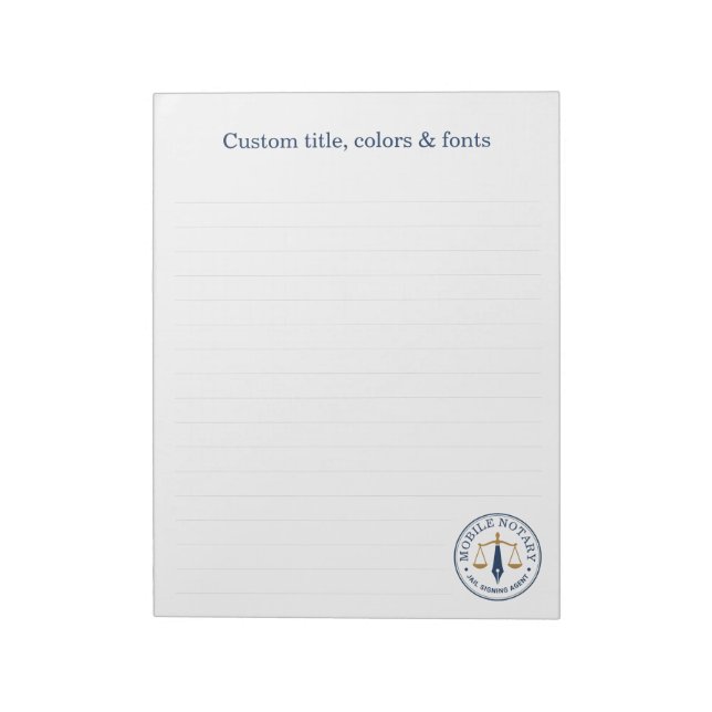 Bloc-note Notaire mobile Signature légale bleu marine doré (Tourné)
