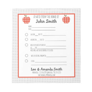 Bloc-note Note de l'école de pomme Red Plaid