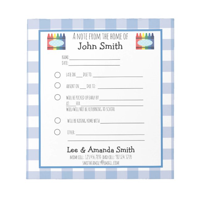 Bloc-note Note de l'école primaire Crayonne (Devant)