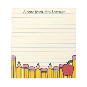 Bloc-note Note de l'enseignant dessinée à la main sur papier