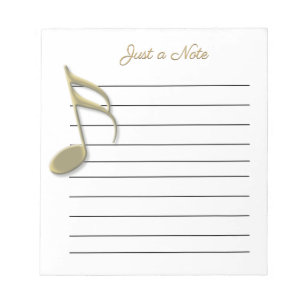 Bloc-note Note de musique en or métallique sur papier liné