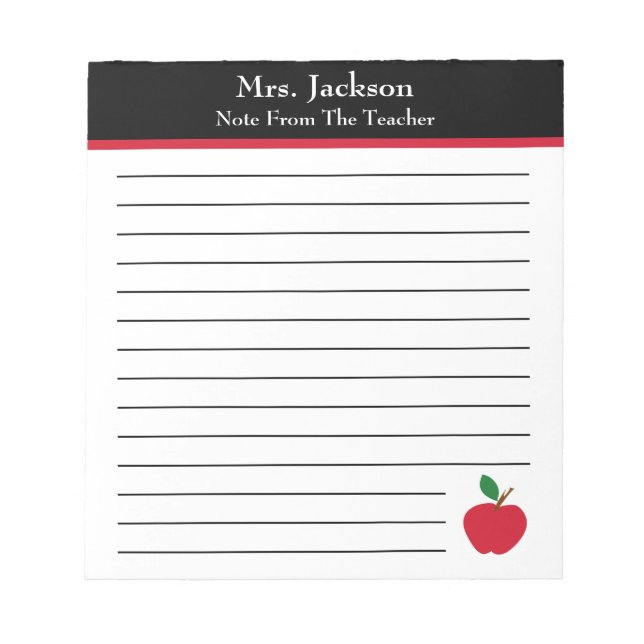 Bloc-note Note Du Professeur | Apple Elémentaire (Devant)