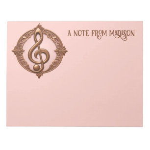 Bloc-note Note sur le Clé musical de nom personnalisé