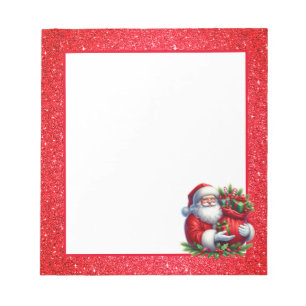 Bloc-note Notepad-Père Noël Parties scintillant Noël