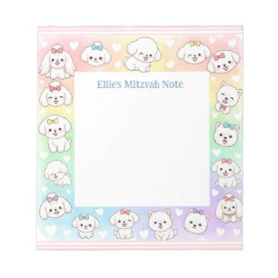 Bloc-note Notepad personnalisé Mitzvah Notepad Rainbow Puppi