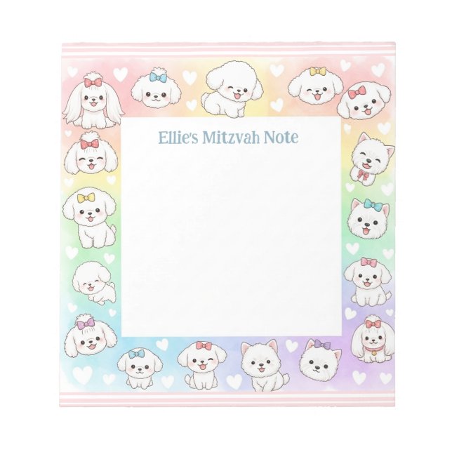 Bloc-note Notepad personnalisé Mitzvah Notepad Rainbow Puppi (Devant)