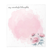 Notepad Pivoines Aquarelle Couleur Éclaboussure Va