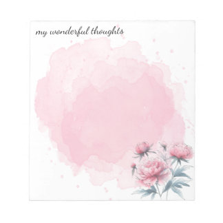 Bloc-note Notepad Pivoines Aquarelle Couleur Éclaboussure Va