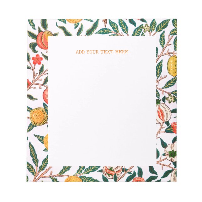 BLOC-NOTE NOTEPAD : WILLIAM MORRIS : POMEGRANATES (Devant)