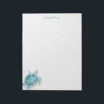 Bloc-note Notepads personnalisées Aquarelle Tortue de mer<br><div class="desc">Charmant et côtier,  ce bloc-notes personnalisé comprend votre nom de famille ou monogramme dans une typographie manuscrite avec mon aquarelle originale de tortue de mer. Parfait pour les mariages ou vos notes d'été. Pour voir plus de modèles de papeterie mignonnes comme ceci visitez www.zazzle.com/dotellabelle</div>
