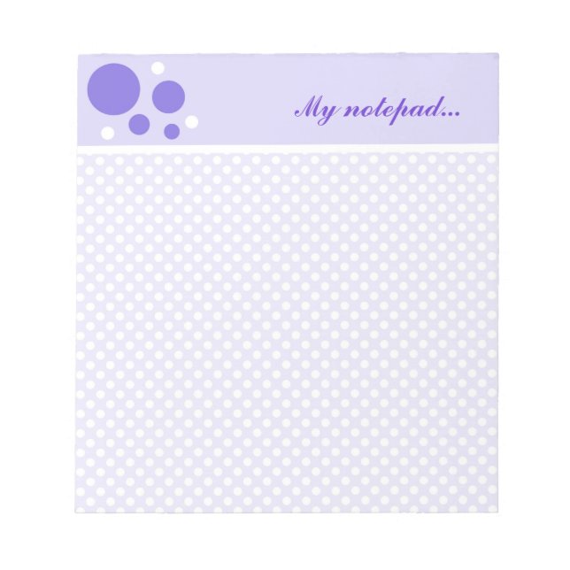 Bloc-note Notepads Pois personnalisés : Dots blancs violets (Devant)