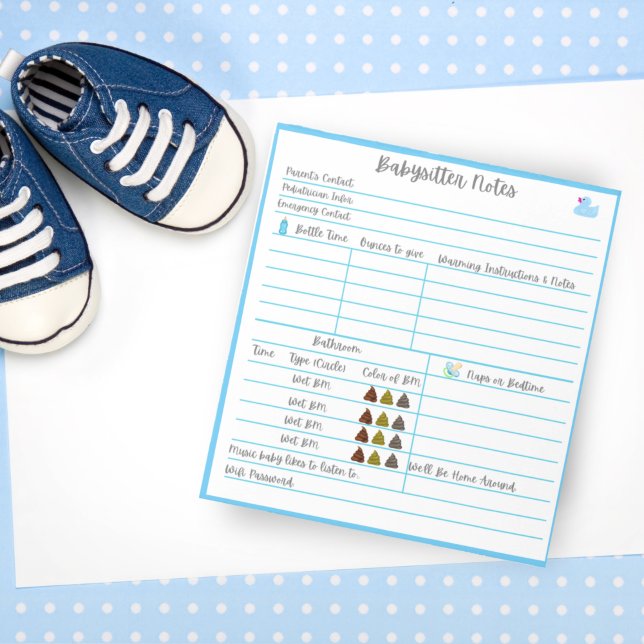 Bloc-note Notes de baby-sitter pour nouveau-né garçon (Créateur téléchargé)